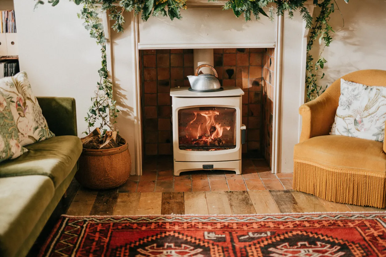 Log burner in a holiday cottage
