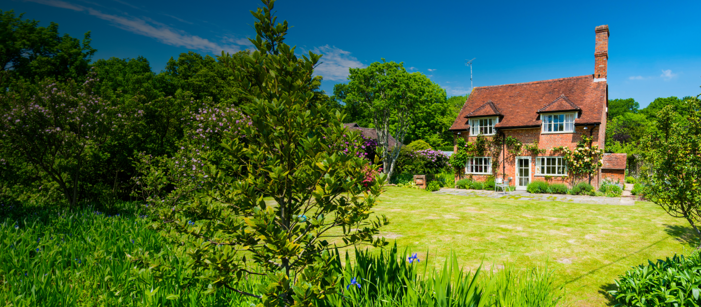 holiday home with grass and blue sky