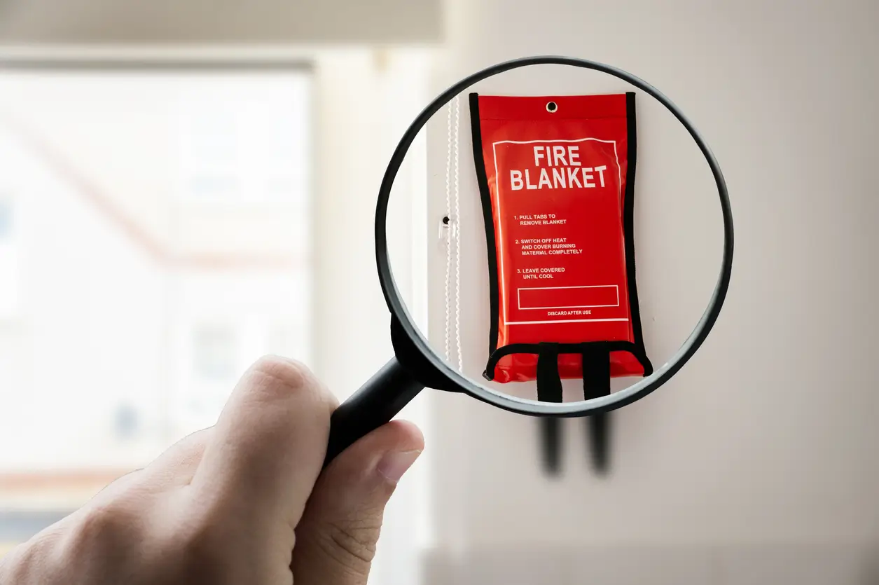 fire blanket through a magnifying glass